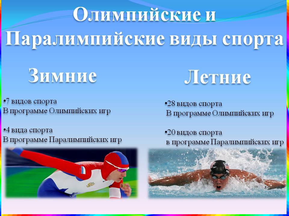 Олимпийские и Паралимпийские виды спорта
