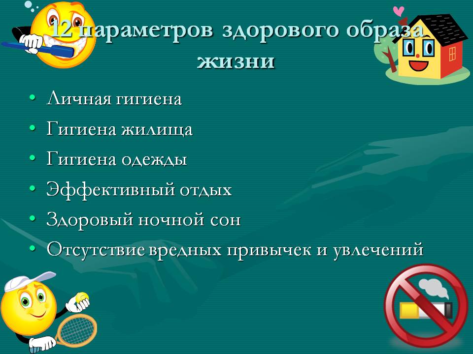 12 параметров здорового образа жизни
