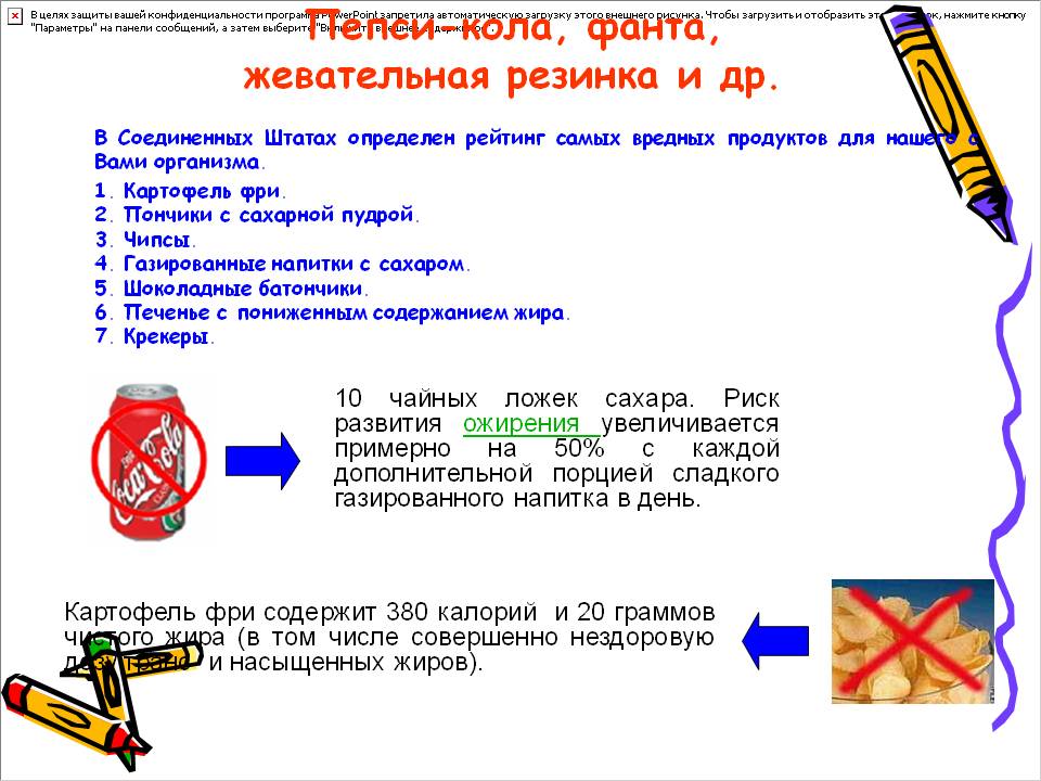 Пепси-кола, фанта, жевательная резинка и др