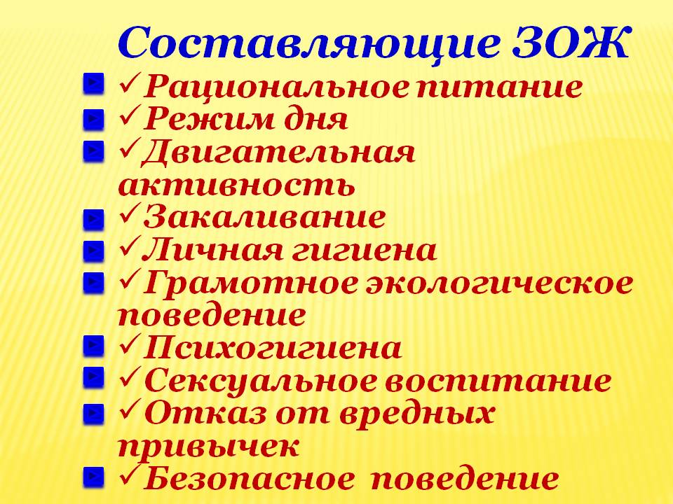 Составляющие ЗОЖ