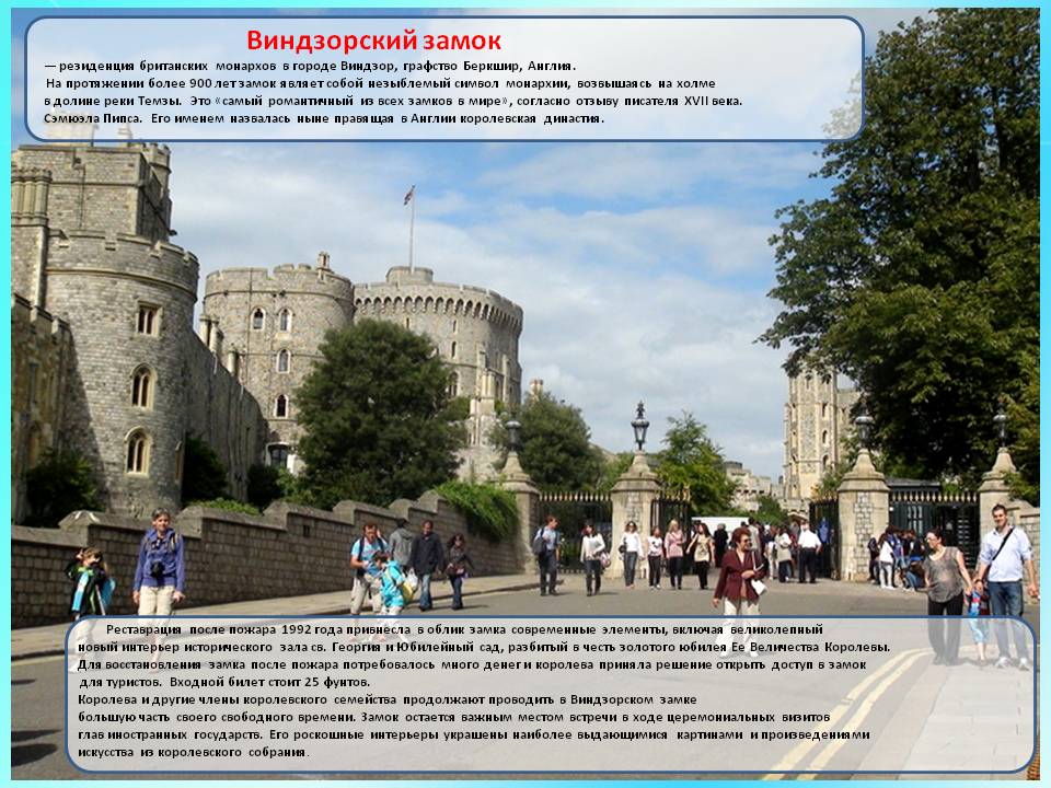 Виндзорский замок — резиденция британских монархов в городе Виндзор