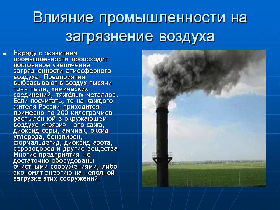 Влияние промышленности на загрязнение воздуха