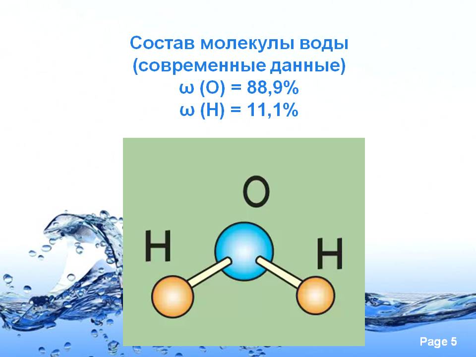 Состав молекулы воды