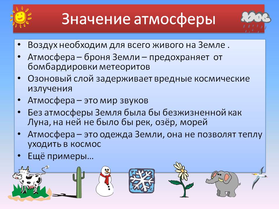 Значение атмосферы