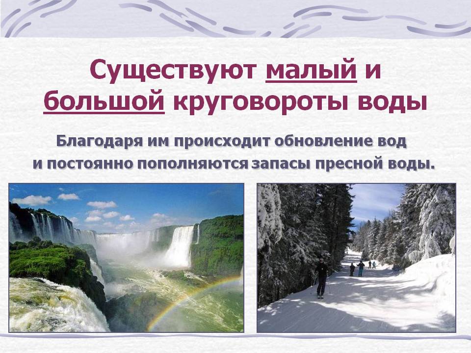 Существуют малый и большой круговороты воды
