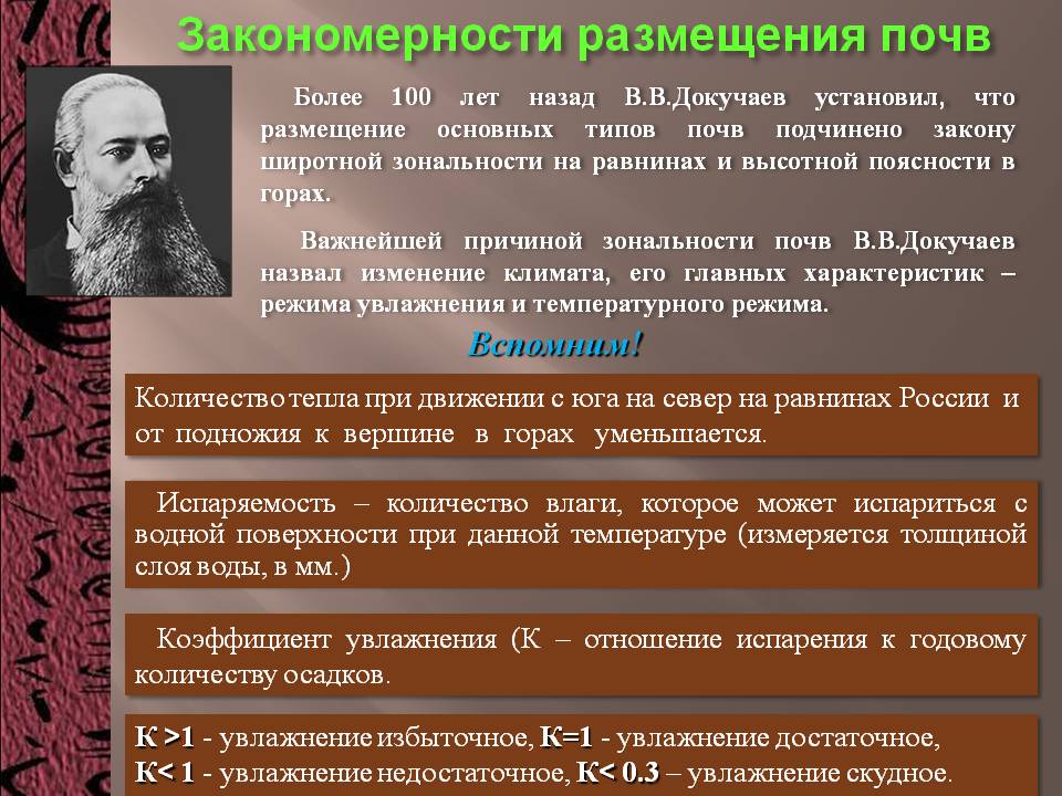 Закономерности размещения почв