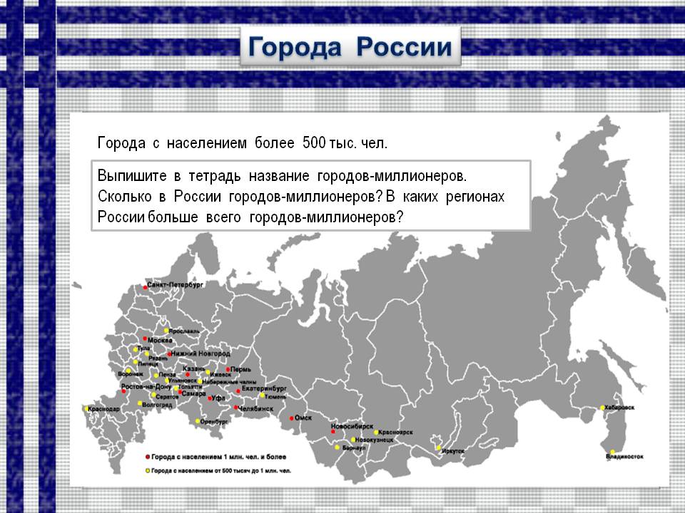Города с населением более 500 тыс