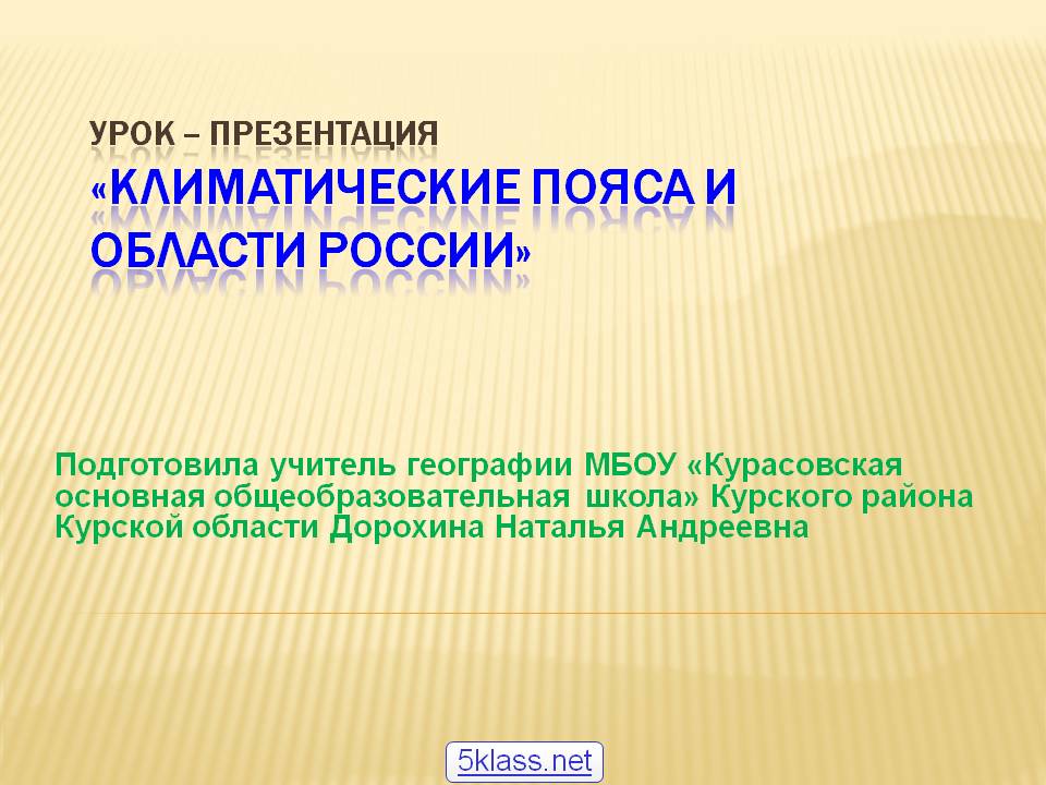 Климатические пояса и области России