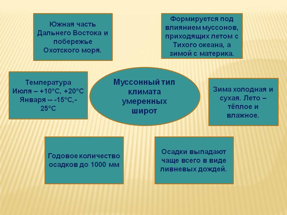Муссонный тип климата умеренных широт
