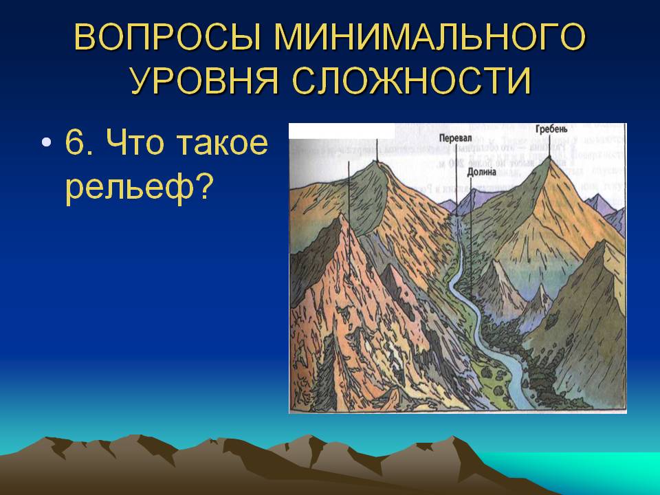 Вопросы минимального уровня сложности