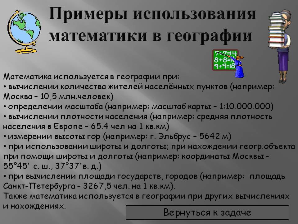 Примеры использования математики в географии