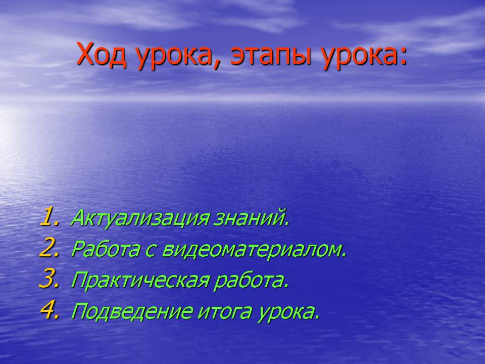 Ход урока, этапы урока: