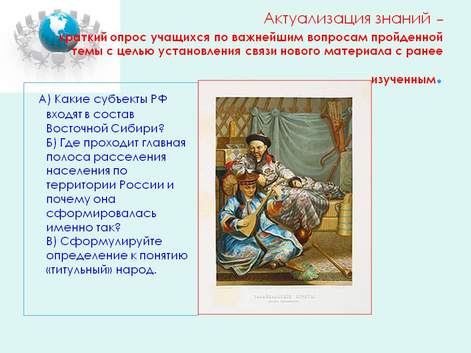 Актуализация знаний – краткий опрос учащихся по важнейшим вопросам