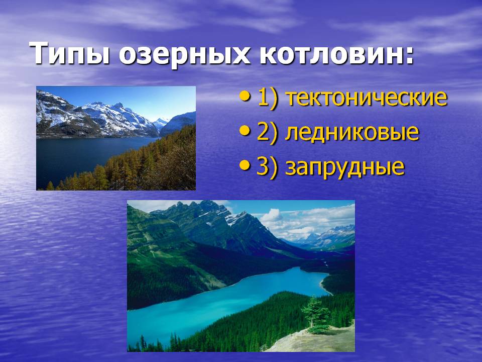 Типы озерных котловин: