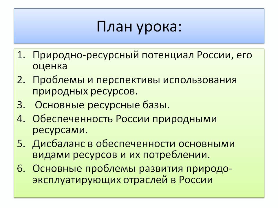 План урока: