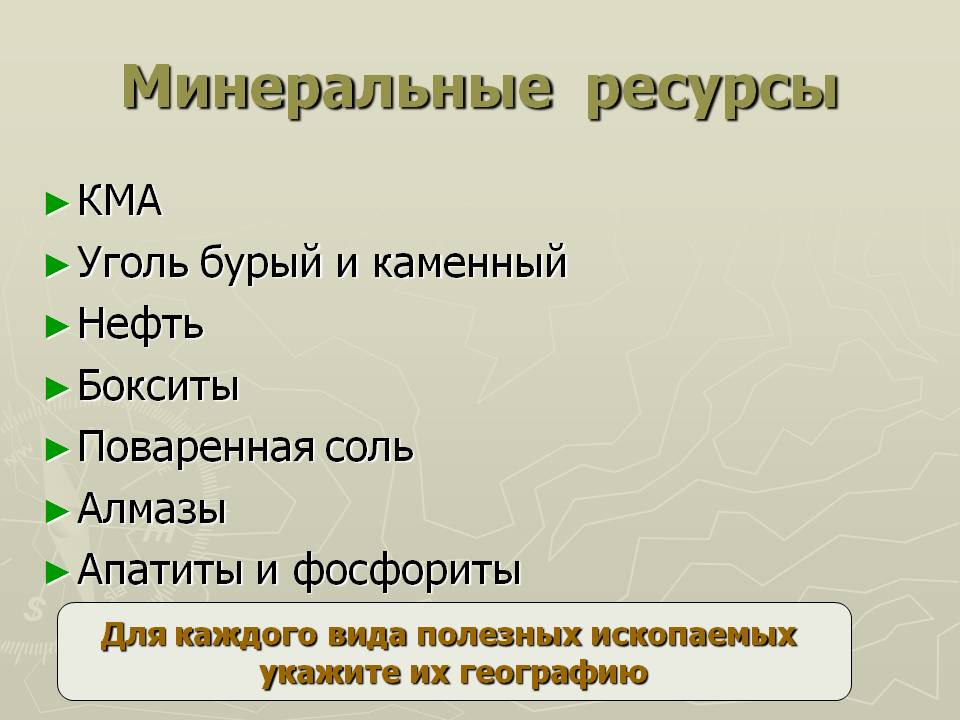 Минеральные ресурсы