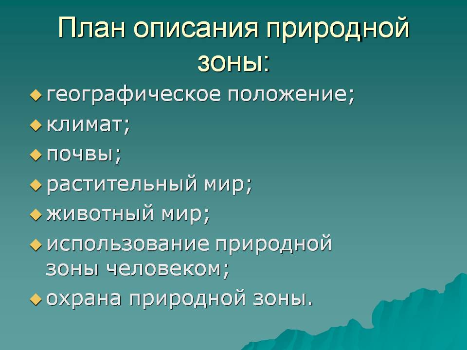 План описания природной зоны: