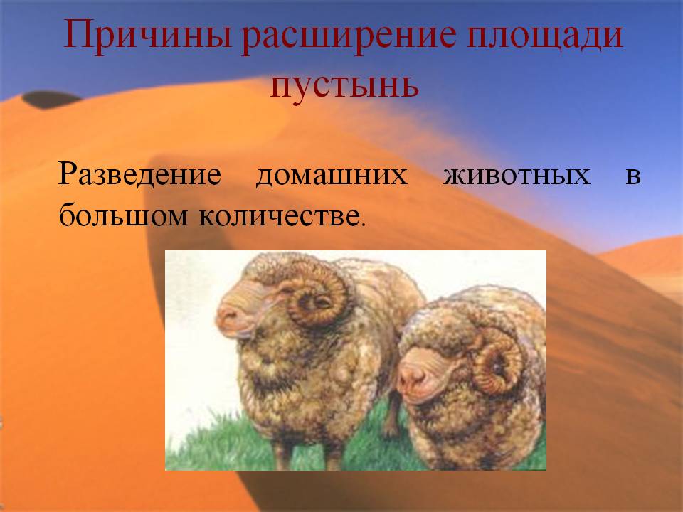 Причины расширение площади пустынь