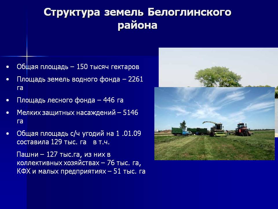 Структура земель Белоглинского района