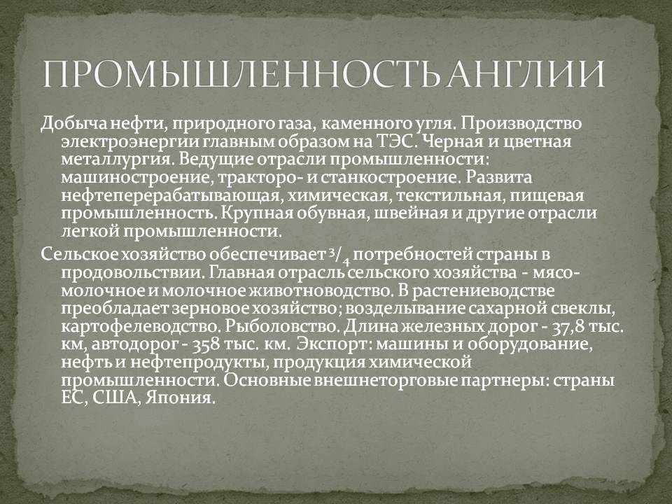 Промышленность англии