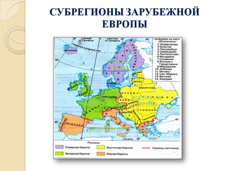 Субрегионы зарубежной Европы