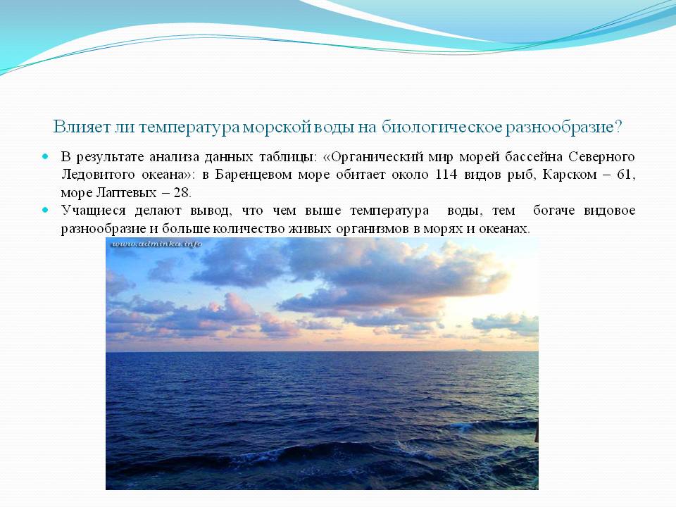Влияет ли температура морской воды на биологическое разнообразие