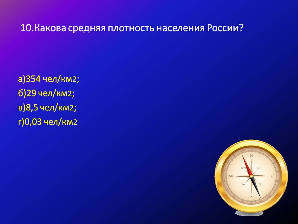 Средняя плотность населения