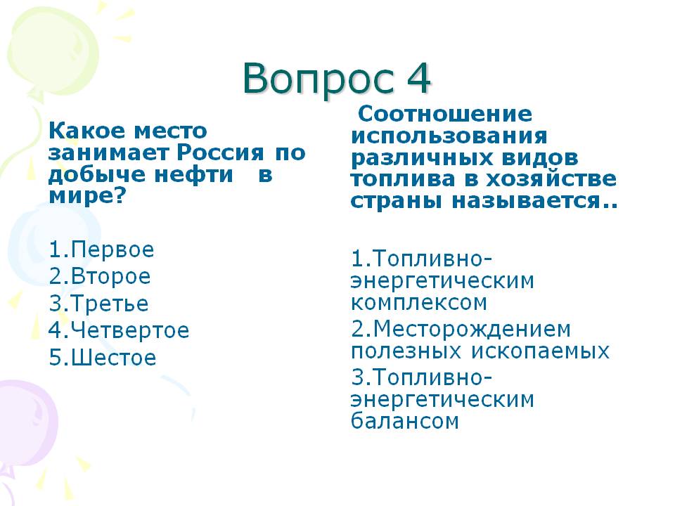 Соотношение использования различных видов топлива