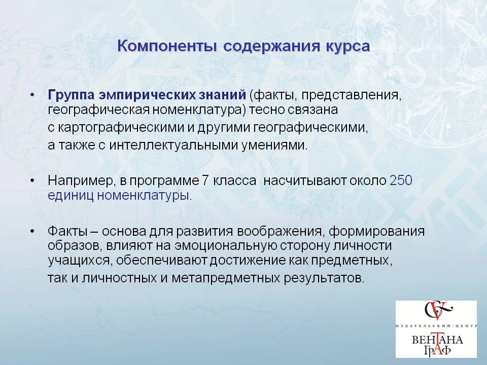 Компоненты содержания курса