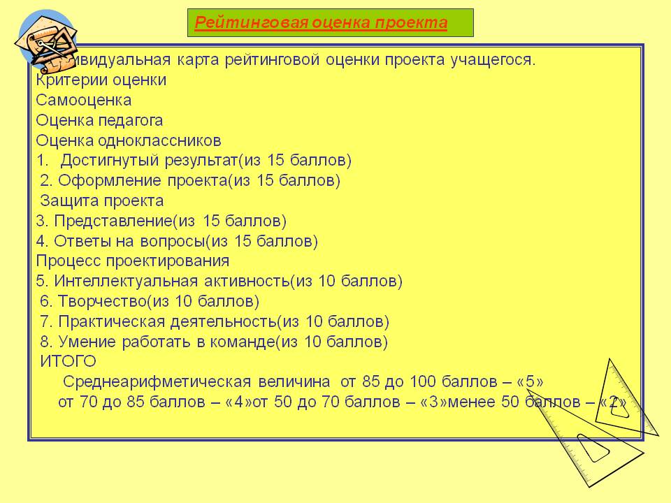Рейтинговая оценка проекта