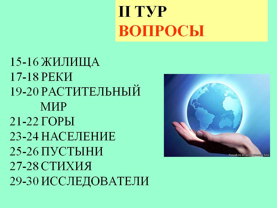 Ii тур вопросы