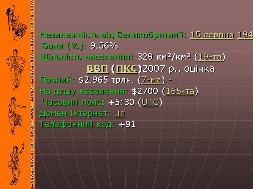 Незалежність від Великобританії: 15 серпня 1947 Води (%): 9.56%