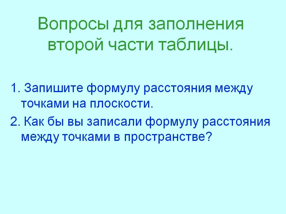 Вопросы для заполнения