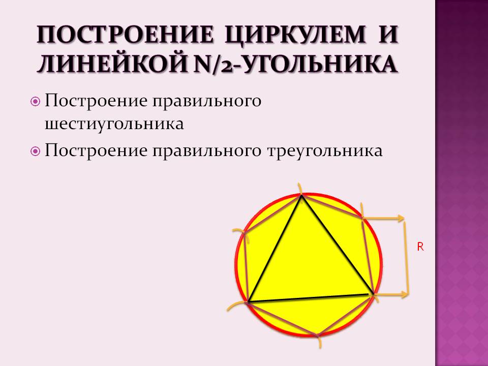 Построение циркулем и линейкой n/2-угольника