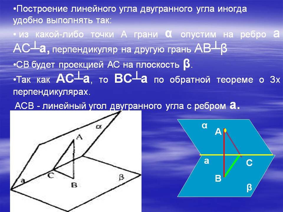 Построение линейного угла