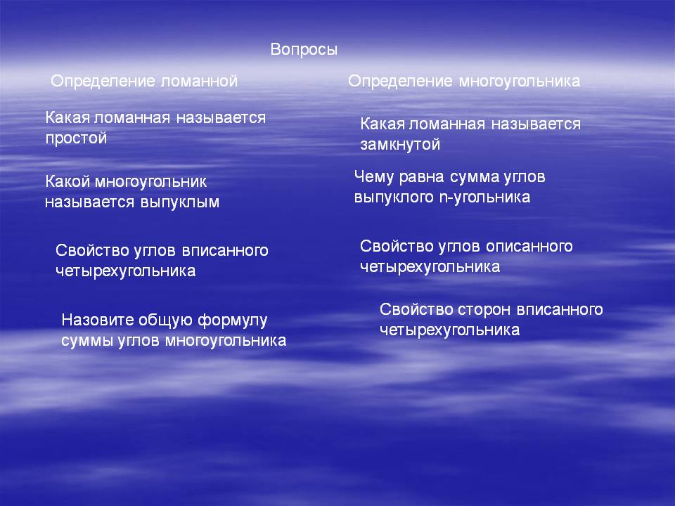 Назовите общую формулу суммы углов многоугольника