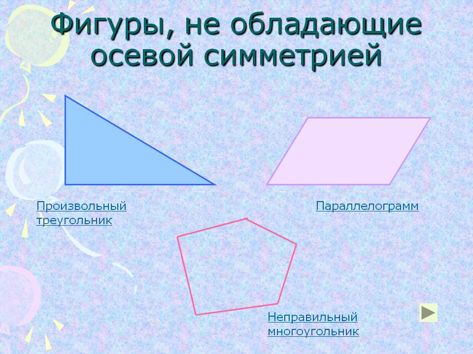 Фигуры, не обладающие осевой симметрией