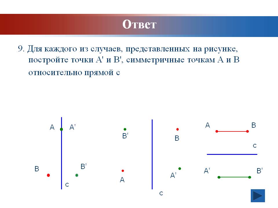 Постройте точки А' и В'