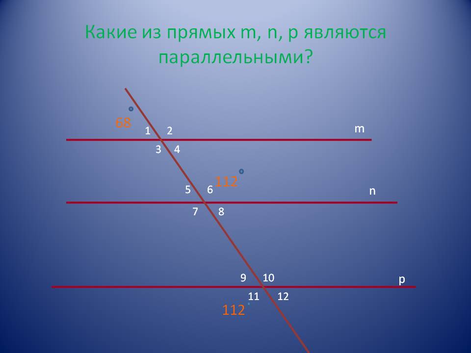 Какие из прямых m, n, p являются параллельными