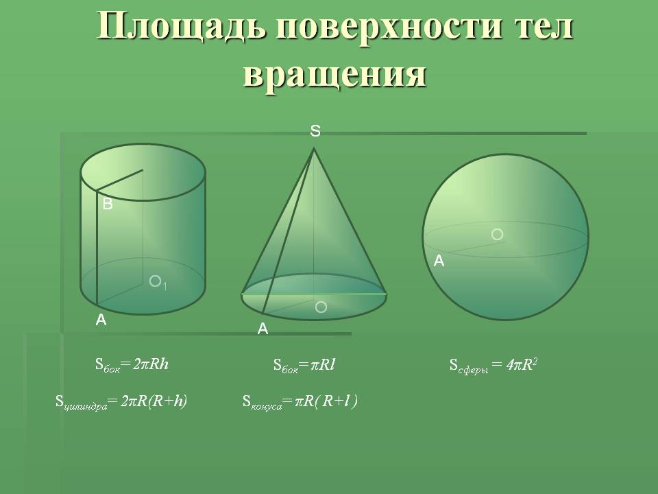 Площадь поверхности тел вращения