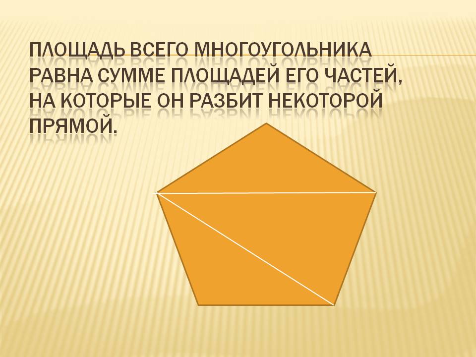 Площадь всего многоугольника равна сумме площадей его частей, на