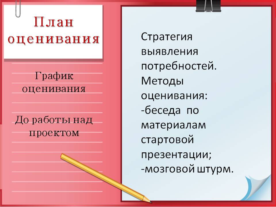 План оценивания