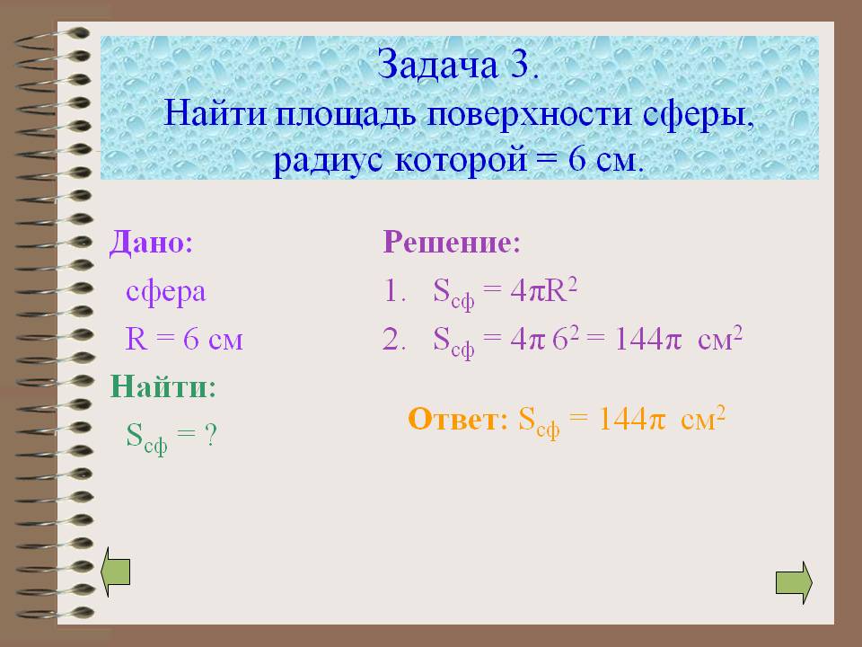 Площадь поверхности сферы