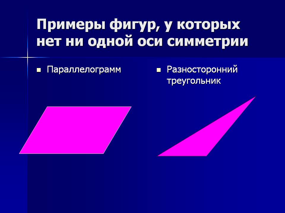 Примеры фигур, у которых нет ни одной оси симметрии