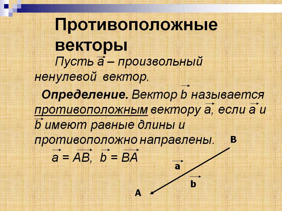 Противоположные векторы