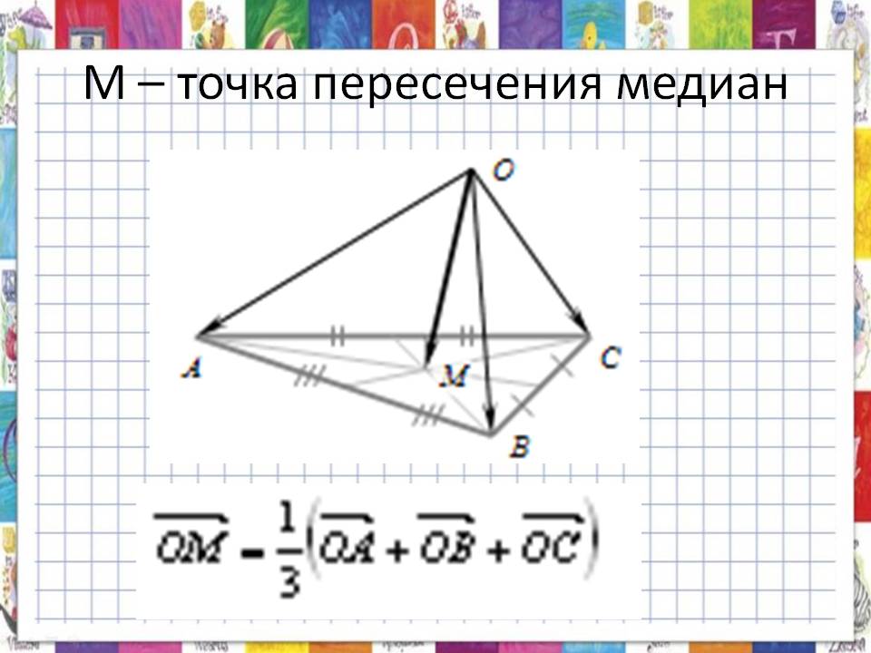 М – точка пересечения медиан