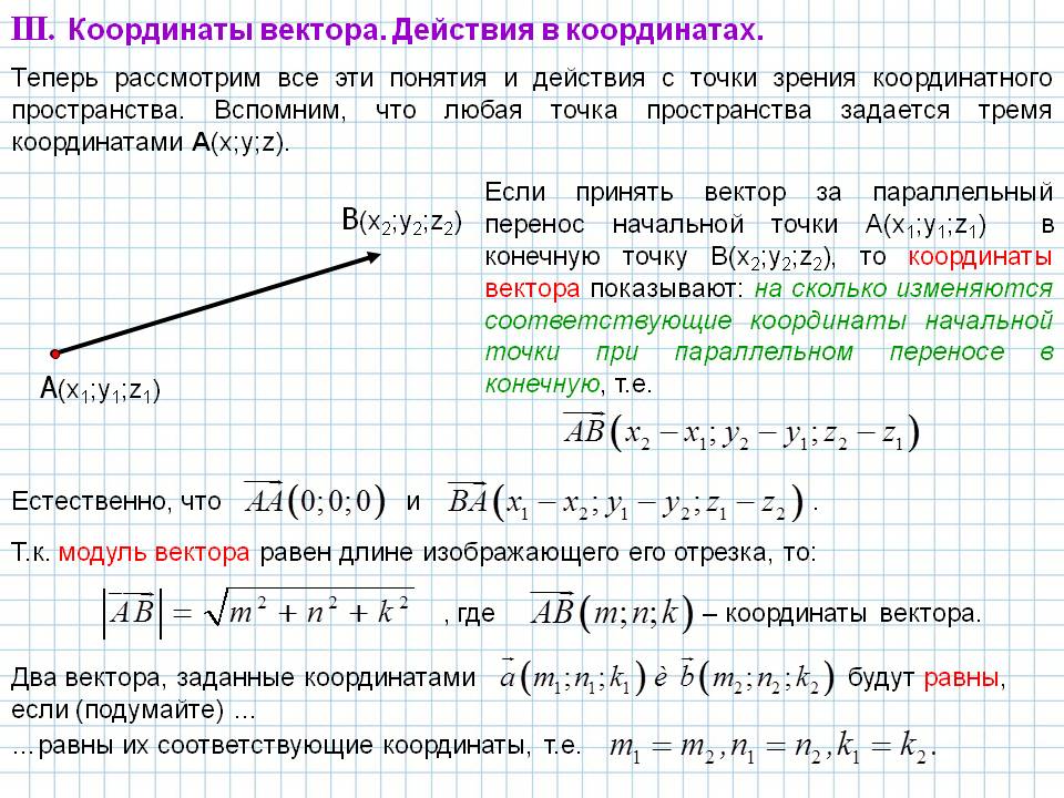 Координаты вектора