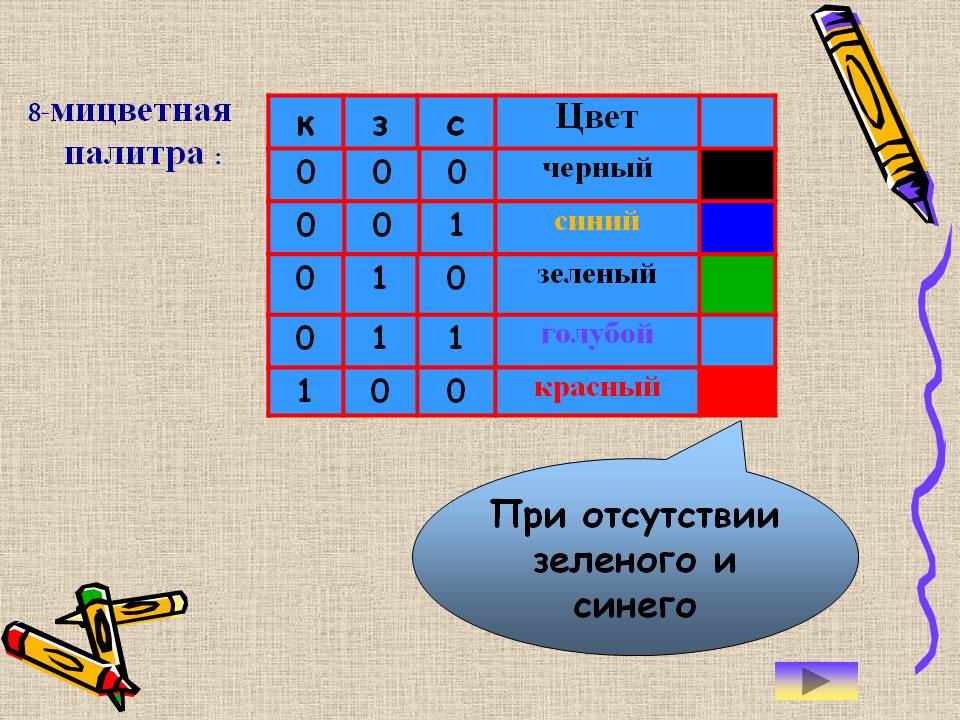 8-мицветная палитра :