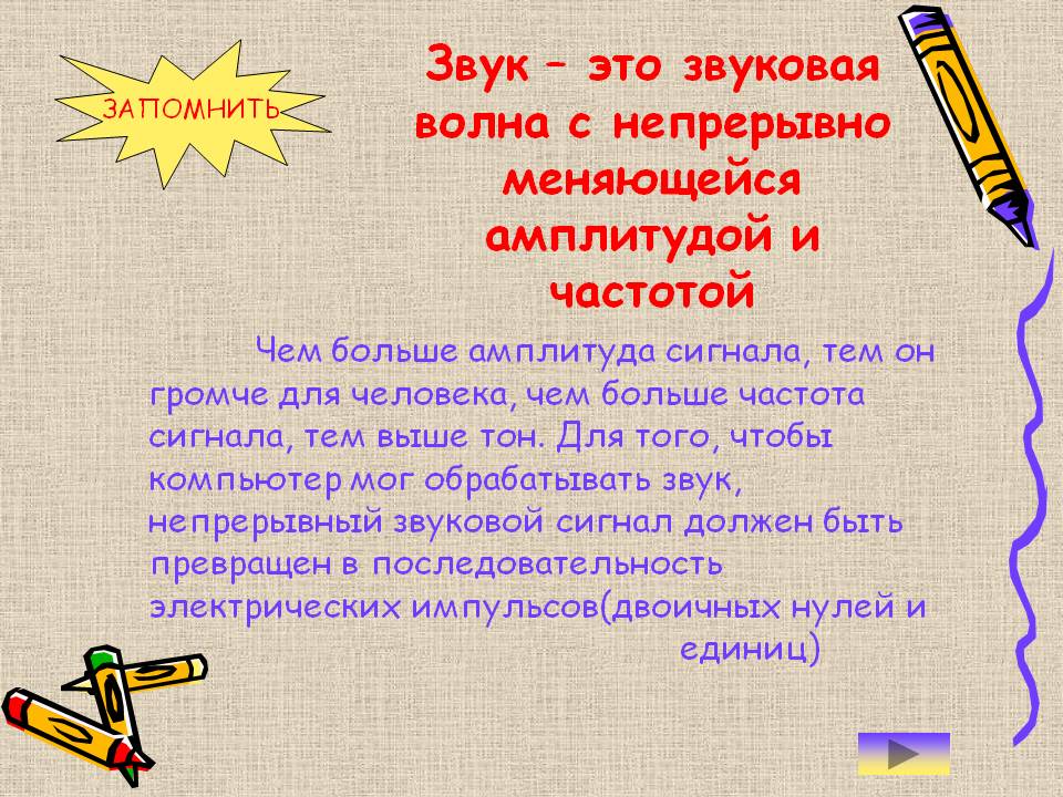 Звук – это звуковая волна с непрерывно меняющейся амплитудой и