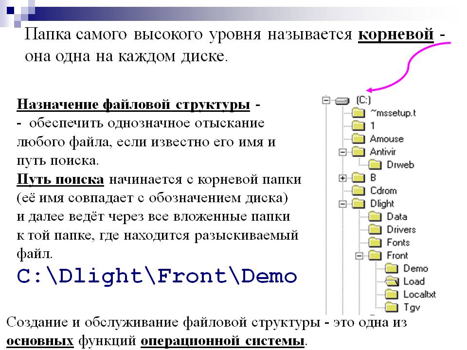 Назначение файловой структуры - - обеспечить однозначное отыскание